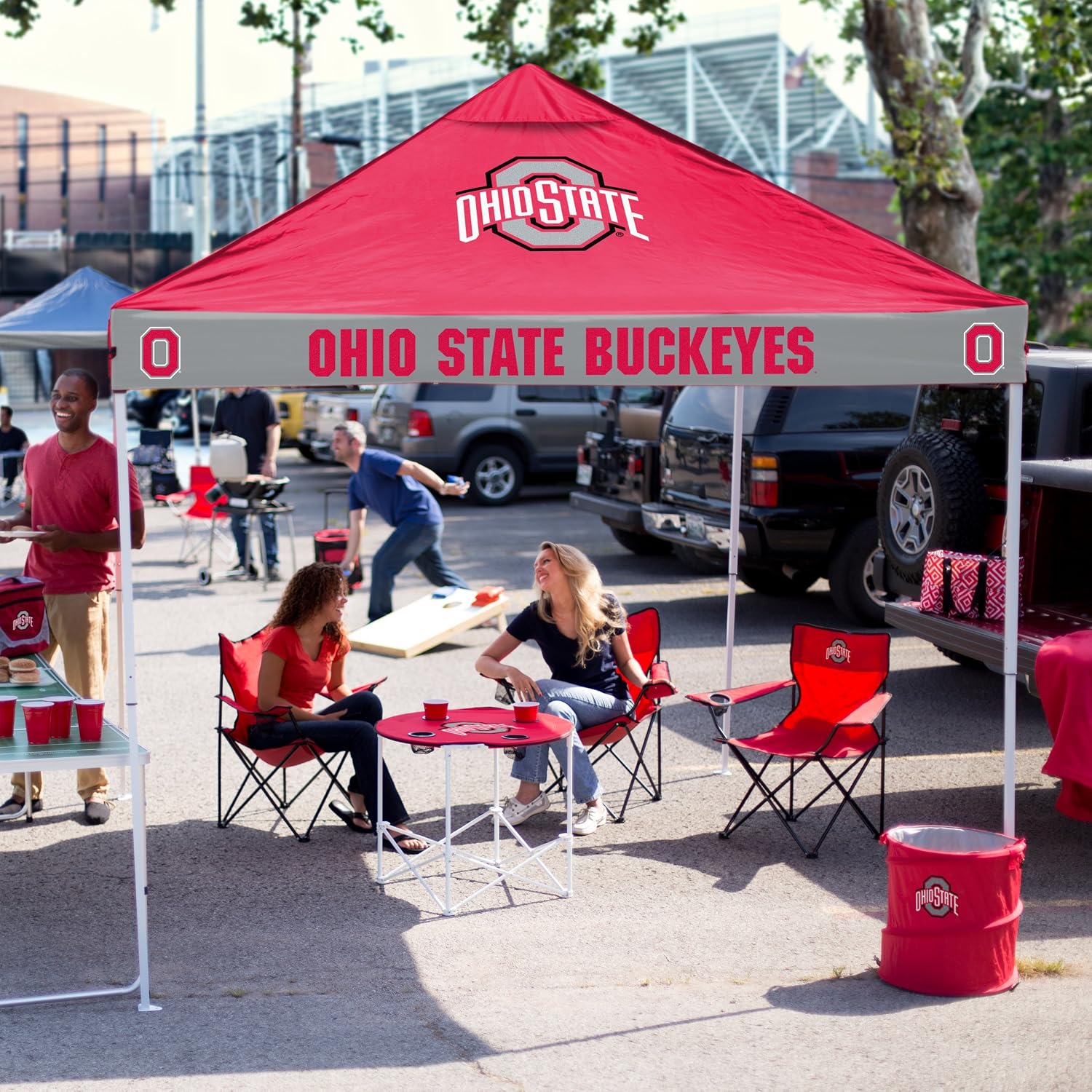 Logo Brands NCAA Alabama Crimson Tide 9 x 9 Foot Pinwheel Tailgating Canopy, Crimson/White, One Size,102-42C